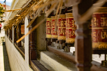 Spinning prayer wheels in nepal
