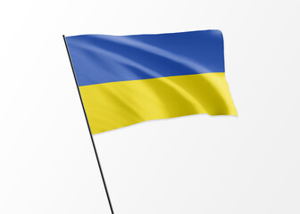 Ukraine flag flying high in the isolated background Ukraine independence day