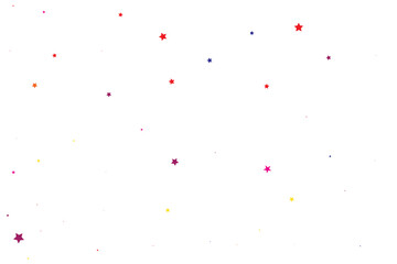 Yellow Confetti Invitation. Blue Starry Cosmos. Pink Stars Sky. Purple Vector Greeting. Coral Pattern Isolated. Red Texture Card. Celebration Isolated. Party Anniversary.