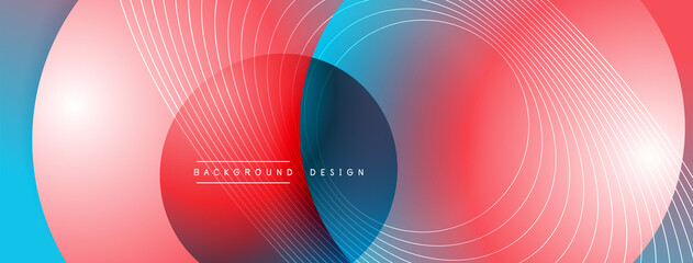 Gradient circles with shadows. Vector techno abstract background. Modern overlapping forms wallpaper background, design template
