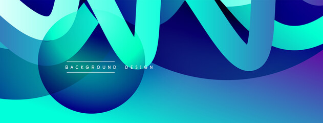 Abstract overlapping lines and circles geometric background with gradient colors