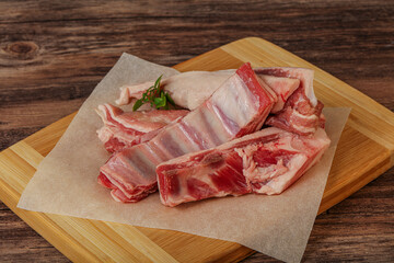 Raw lamb ribs for cooking