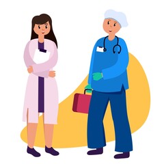 A doctor, a medical worker in work clothes. Fighting covid-19 viruses. vector illustration