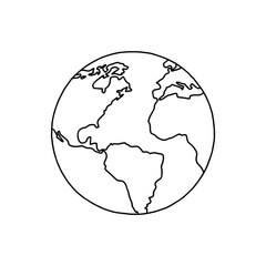 Linear earth silhouette. Globe. Planet Earth. Vector illustration.