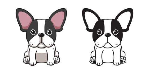 Vector cartoon set of French Bulldog for design.