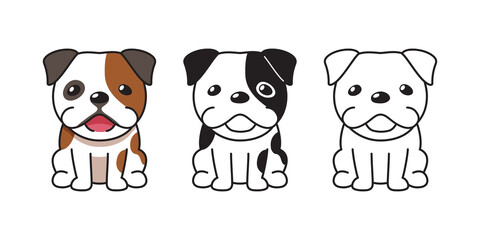 Obraz premium Vector cartoon set of cute bulldog for design.