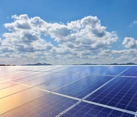 Solar cell panels, edited background. Soft and selective focus on solar panels.