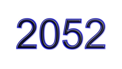 blue 2052 number 3d effect white background