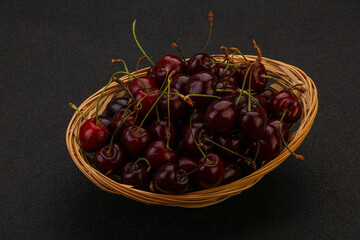 Sweet cherry in the basket