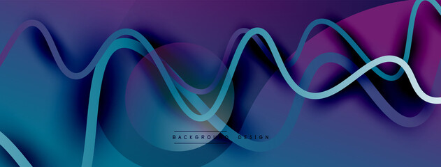 Abstract gradient background with wave line with shadow effect. Geometric composition. 3D shadow effects and fluid gradients