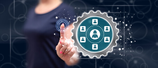 Woman touching an influencer concept