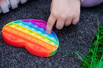 trendy silicon fidgeting game sensory toy pop it. rainbow soft silicone bubbles. anxiety relief,...