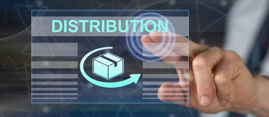 Man touching a distribution concept