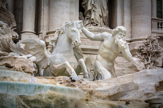 The Statues Of Triton And Hippocamp,Trevi Fountain, Rome, Italy