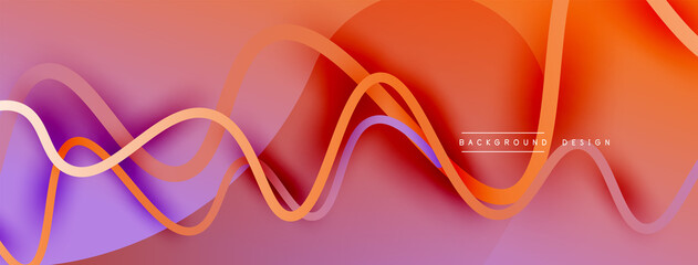 Abstract gradient background with wave line with shadow effect. Geometric composition. 3D shadow effects and fluid gradients