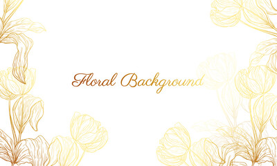 hand drawn golden floral background