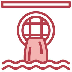 Industry_Environmenttal Pollution red line icon,linear,outline,graphic,illustration