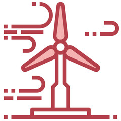 Industry_Wind Energy red line icon,linear,outline,graphic,illustration