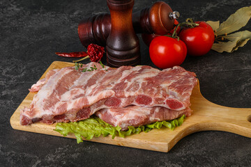 Raw pork ribs for cooking