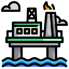 Industry_Offshore Platform filled outline icon,linear,outline,graphic,illustration