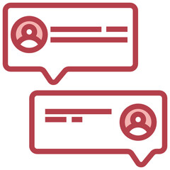 Message_Multiple chat red line icon,linear,outline,graphic,illustration