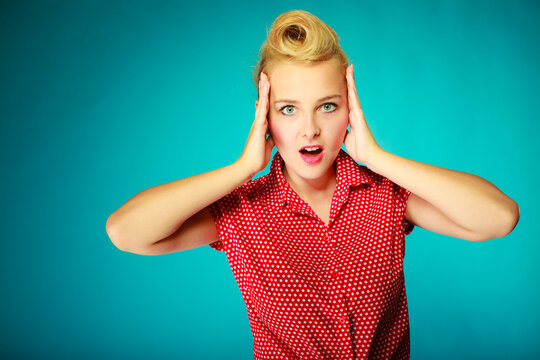 Shocked lovely pin up young girl