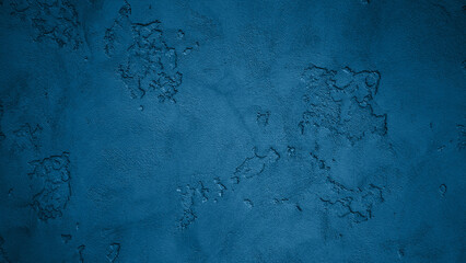 Beautiful abstract grungy blue stucco wall background in cold mood. Background with space for text.