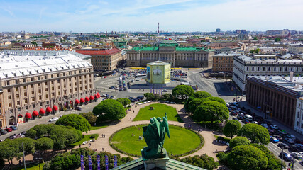 View of St. Petersburg from St. Isaac's Cathedral. Russia, Saint Petersburg June 2021         