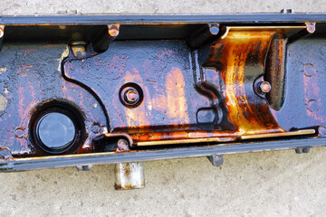Car repair. Internal combustion engine repair. Deposits of tar from low-quality oil on the engine...