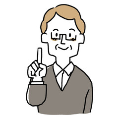 ポイントを説明する高齢男性