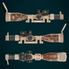 3D render of an optical sight with a ballistic computer for long-range shooting © jack_less