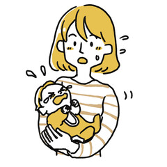 泣いている赤ちゃんをあやすママ