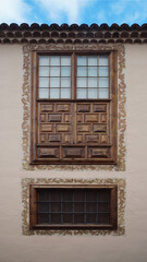 Fototapeta na wymiar Traditional wooden carved window, arabic style, Tenerife, Canary islands