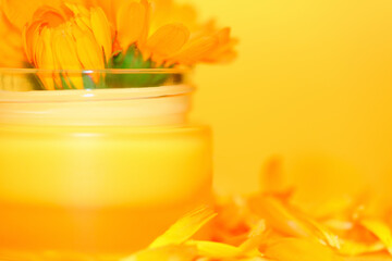 Calendula cream. Natural organic cosmetics. Homemade Skin Cream. Homemade Beauty Products. DIY natural beauty products.
