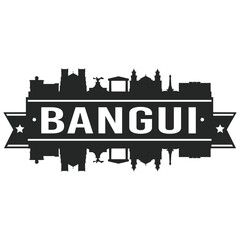 Bangui Central Africa Skyline. Banner Vector Design Silhouette Art. Cityscape Travel Monuments.