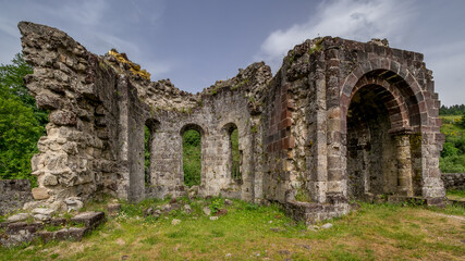 Fototapeta na wymiar ruins of the Cistercian abbey of Mazan founded in the 12th century
