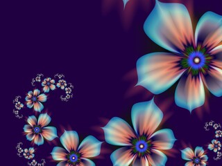 Fototapeta na wymiar Fractal image, multicolor template for inserting your text. Background with fantasy flower. Floral template with place for text. Graphic design for business cards and the like...