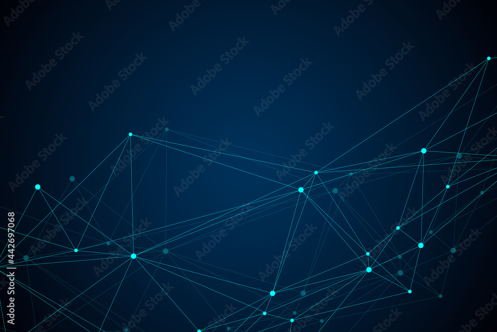 Fototapete Big data visualization. Social network or business analytics representation. Abstract graphics. Futuristic infographic illustration.