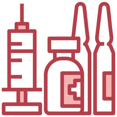 Recycling_Medical waste red line icon,linear,outline,graphic,illustration