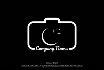 Initial Letter C Crescent Moon Light Lens Photo Photography Logo Design Vector