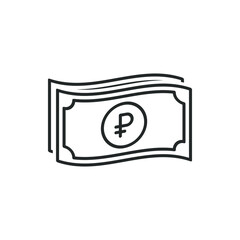 Ruble cash icon. Money symbol. Currency sign isolated on white background. Vector illustration