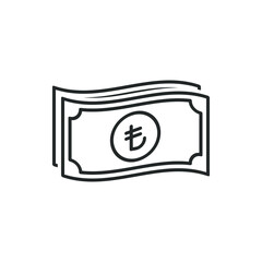Turkish lira cash icon. Money symbol. Currency sign isolated on white background. Vector illustration