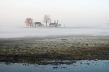 Fototapeten House in misty meadow © AGAMI