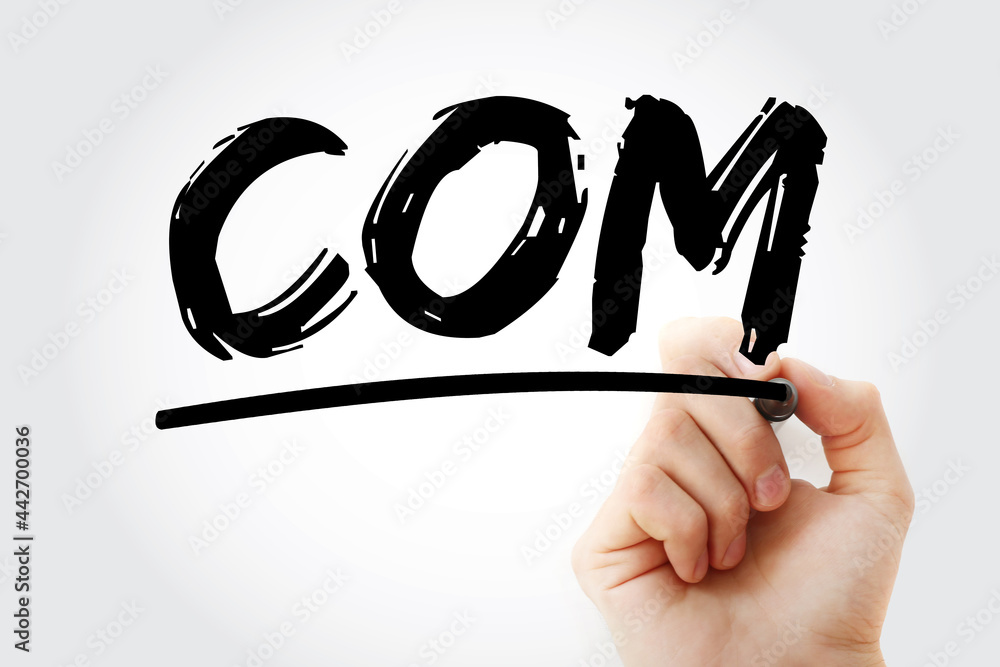 Poster com - component object model acronym with marker, technology concept background