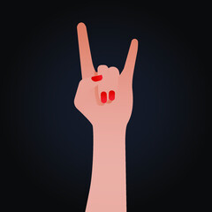 Modern Flat Vector Concept Illustrations. Social Media Ads with Hand Show Rock Sign. Poster Concept. Web Banner.