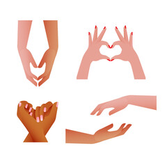 Modern Flat Vector Concept Illustrations. Social Media Ads with Hands of Different Race. Template.