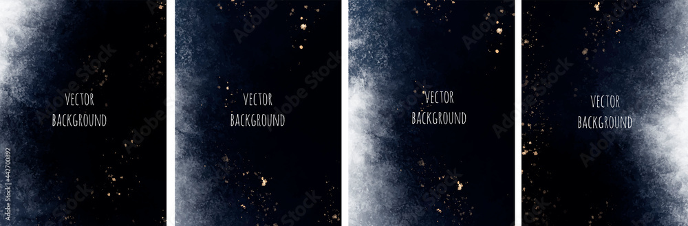 Wall mural set of vector watercolour universal backgrounds with glitter and copy space for text