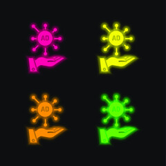 Ad four color glowing neon vector icon