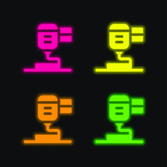 Obraz premium 3d Printing four color glowing neon vector icon