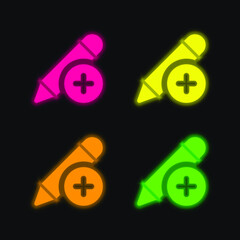 Add four color glowing neon vector icon
